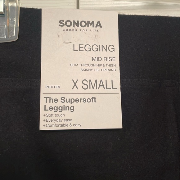 NWT $26 SONOMA Black Supersoft Leggings Mid Rise XS Petite - Picture 2 of 12